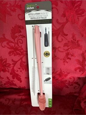 Ideal Kitchen Pink Bottle & Straw Brush Set
